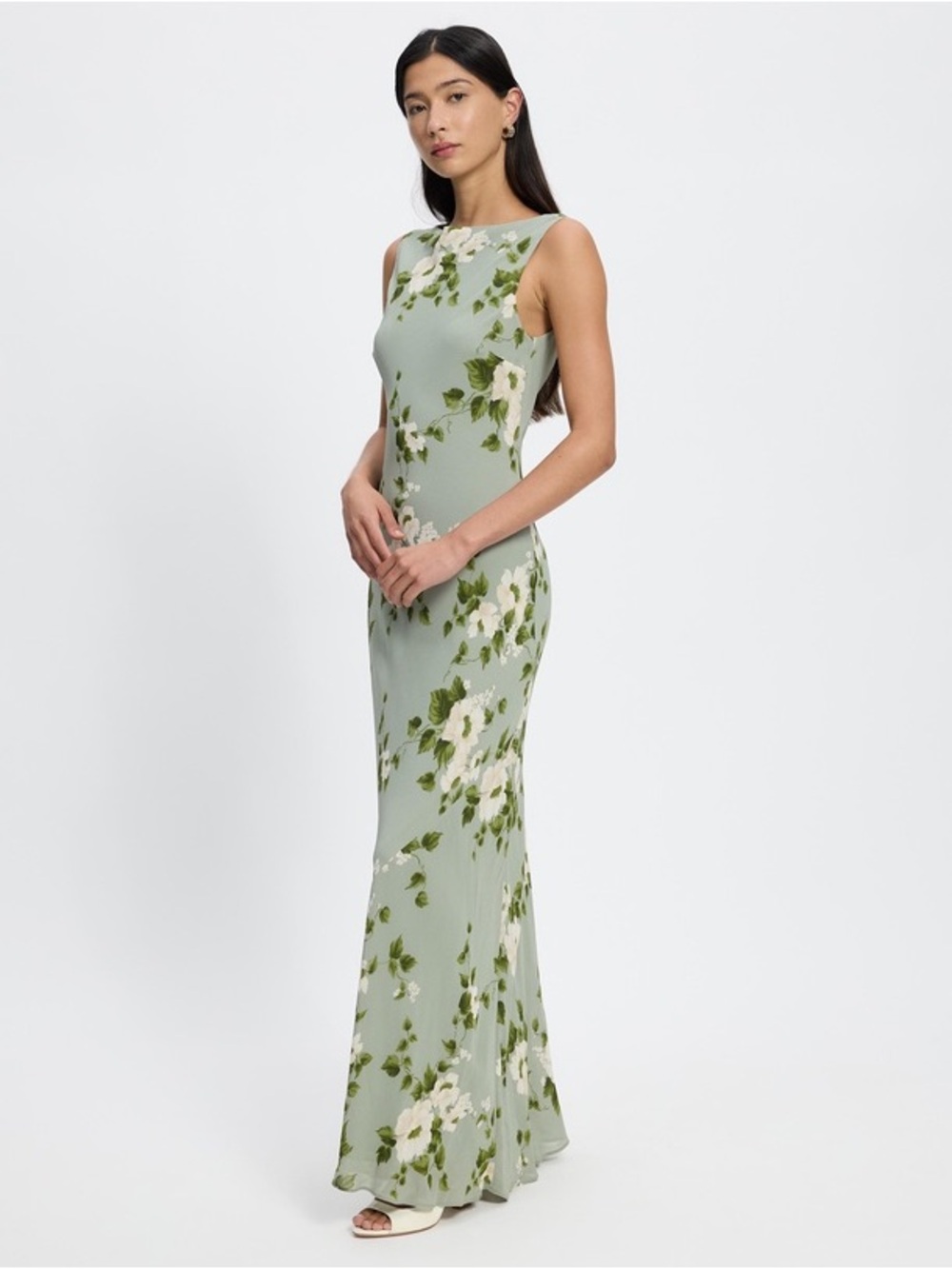 NEW Reformation Prescott Floral Mermaid Dress Greenery Size S